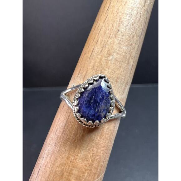 Blue kyanite sterling silver teardrop ring size 5 - Picture 15 of 16